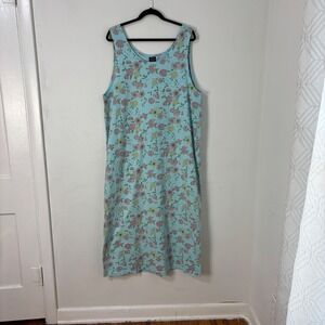 Vtg Floral Jumper Dress Cottagecore Sleeveless Cotton‎ Prairie Garden Women 1X